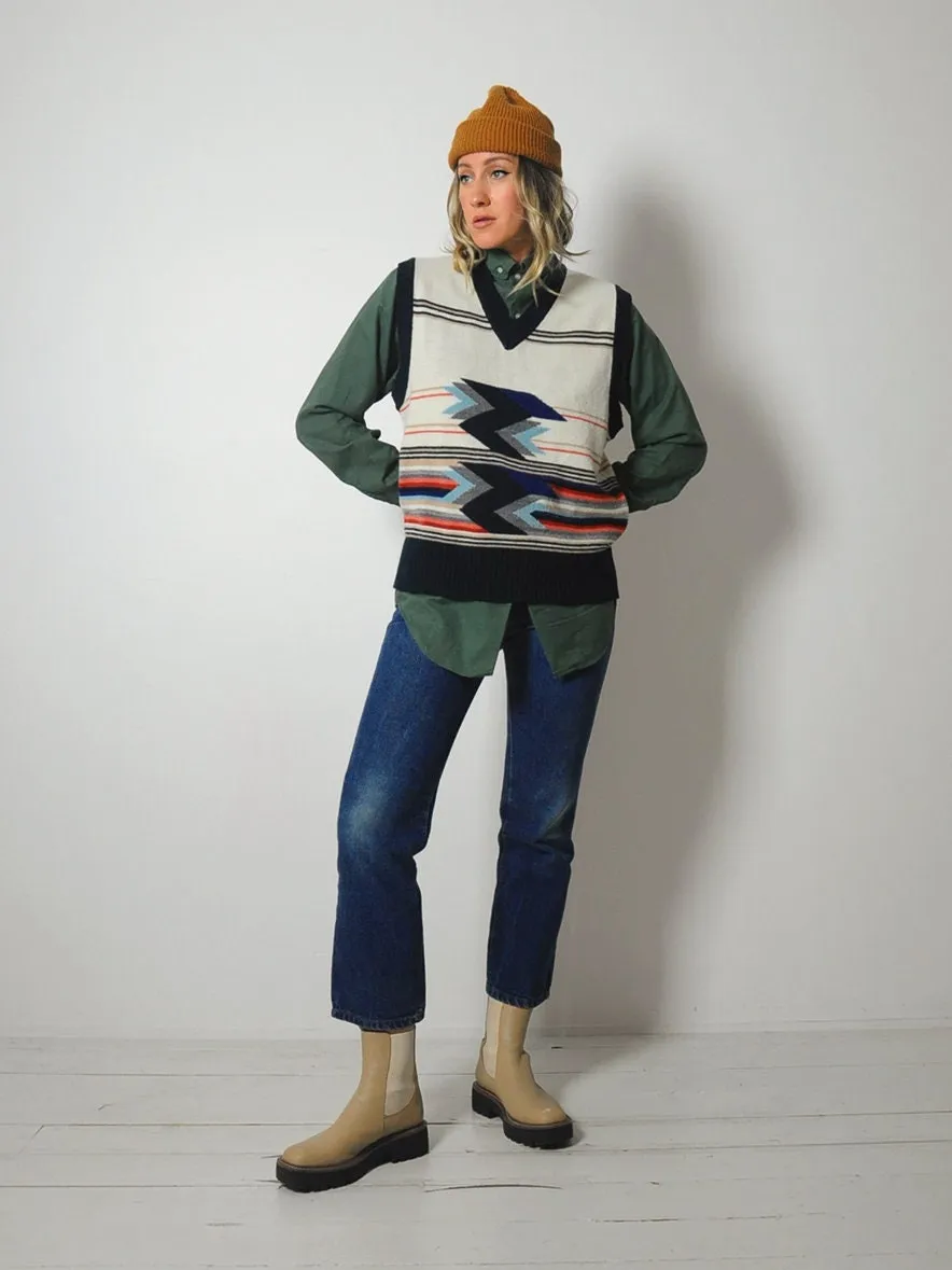 1970's Geo Striped Sweater Vest