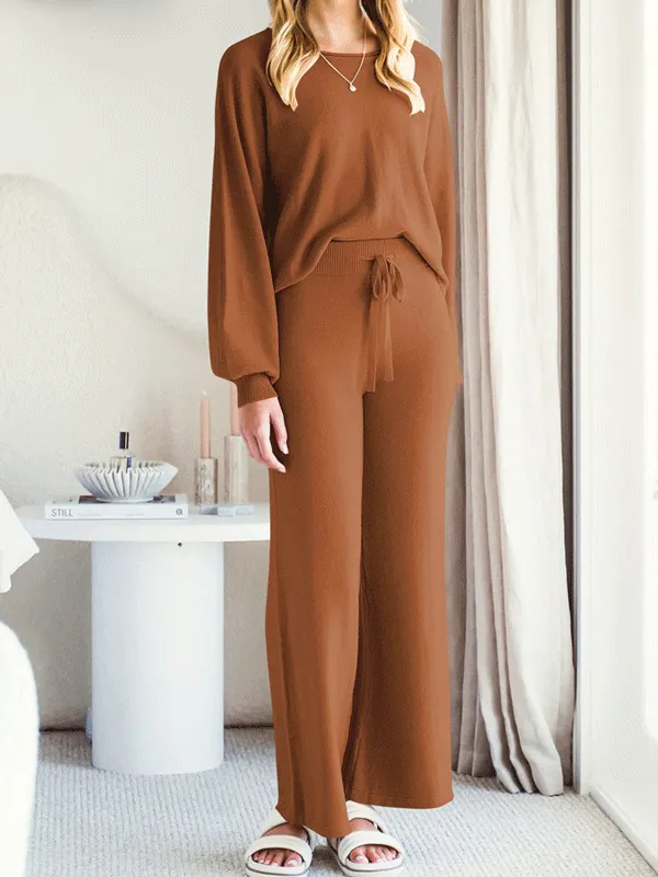2Pcs Basic knit Loungewear Set