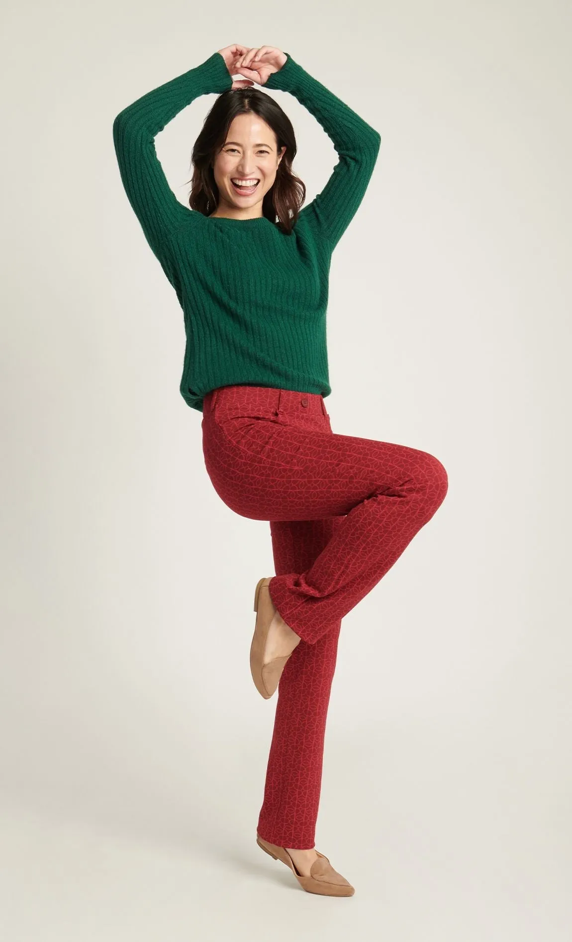 7-Pocket | Straight-Leg Dress Pant Yoga Pants (Rhubarb)