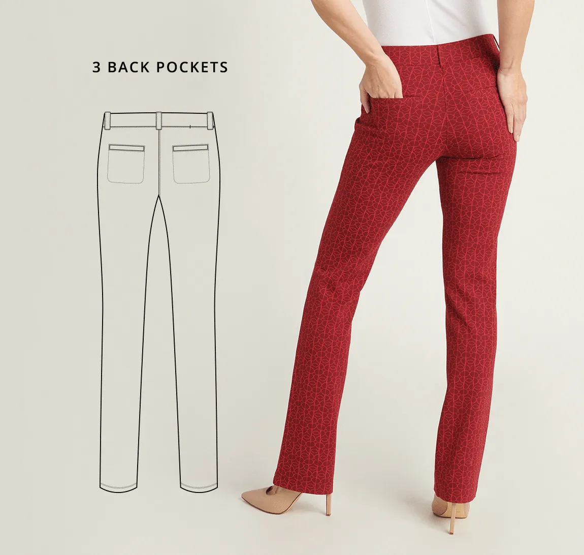 7-Pocket | Straight-Leg Dress Pant Yoga Pants (Rhubarb)