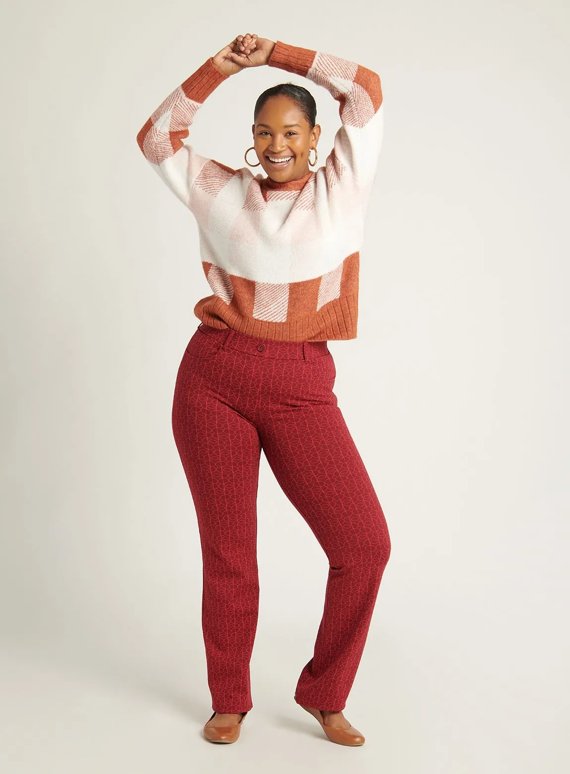7-Pocket | Straight-Leg Dress Pant Yoga Pants (Rhubarb)
