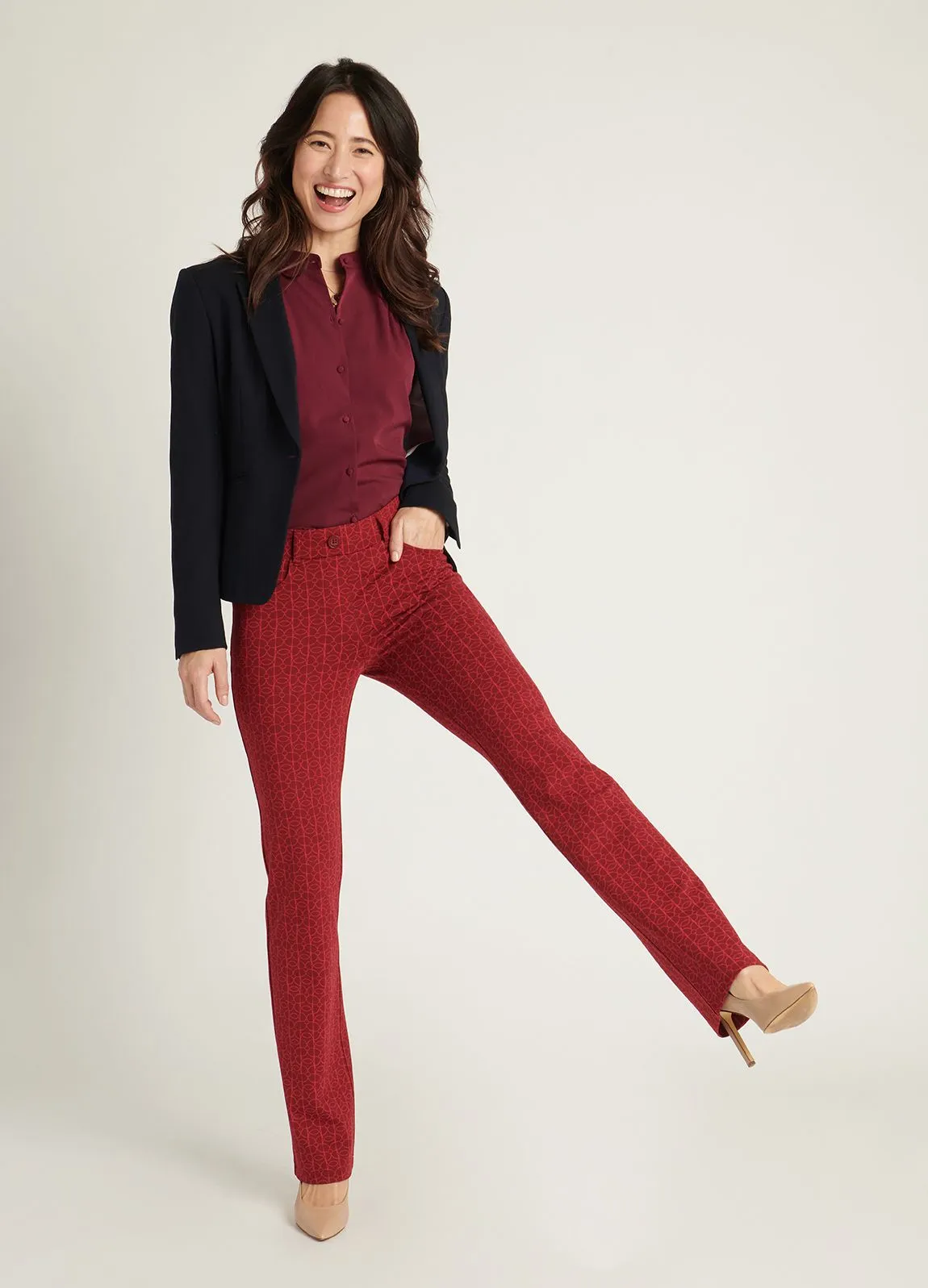 7-Pocket | Straight-Leg Dress Pant Yoga Pants (Rhubarb)