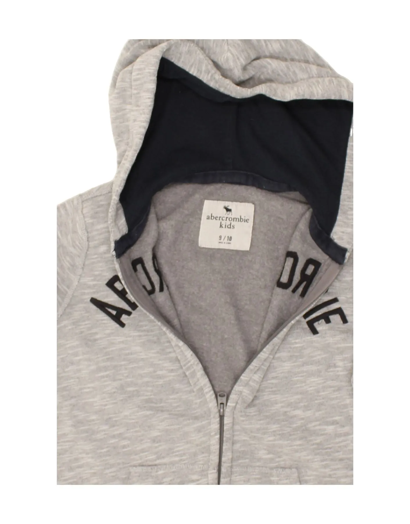 ABERCROMBIE & FITCH Boys Graphic Zip Hoodie Sweater 9-10 Years Grey