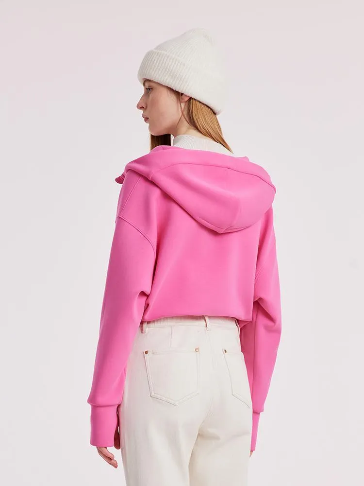 Air Layer Hoodie With Zippered Collar