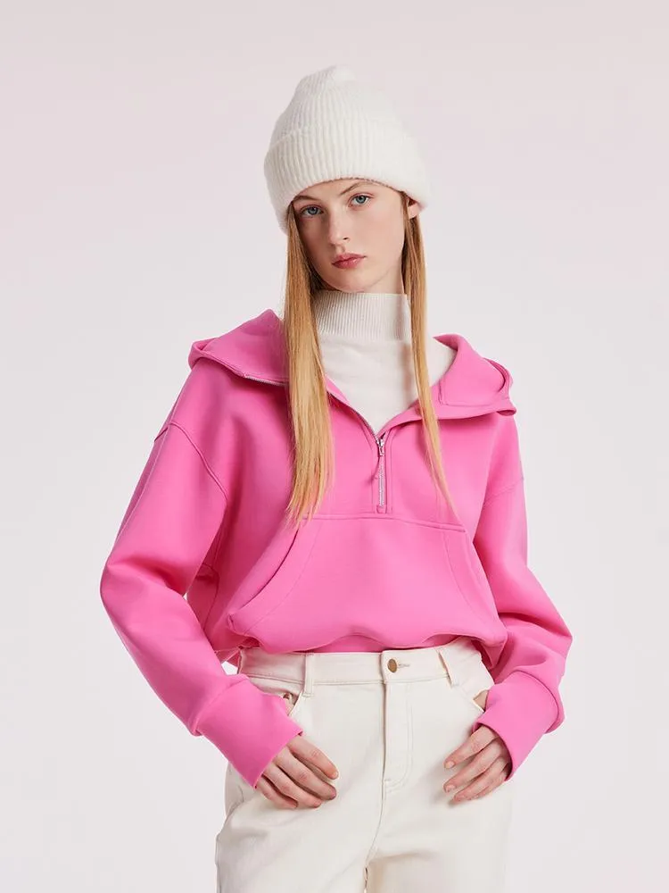 Air Layer Hoodie With Zippered Collar