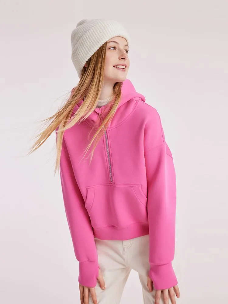 Air Layer Hoodie With Zippered Collar