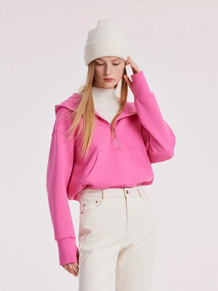 Air Layer Hoodie With Zippered Collar