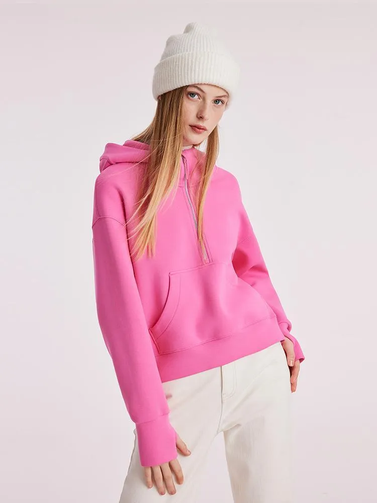 Air Layer Hoodie With Zippered Collar