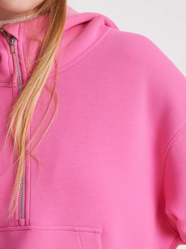 Air Layer Hoodie With Zippered Collar