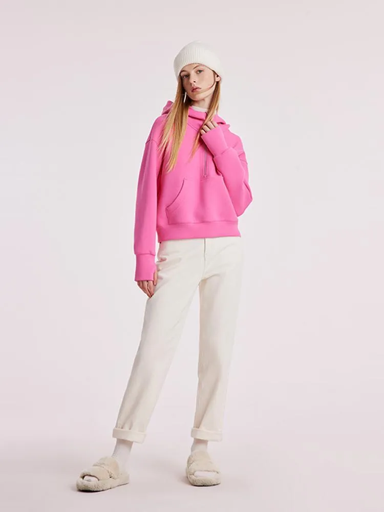 Air Layer Hoodie With Zippered Collar