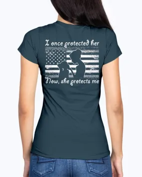 Army Mom Daughter Once Protected Flag T-shirts