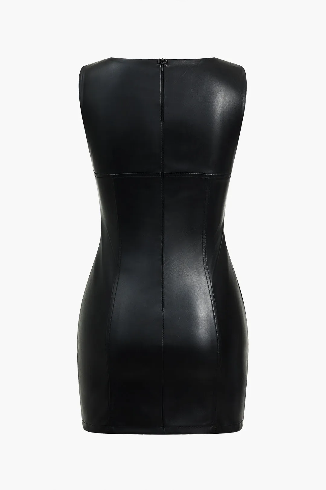 Basic Pu Leather Mini Dress