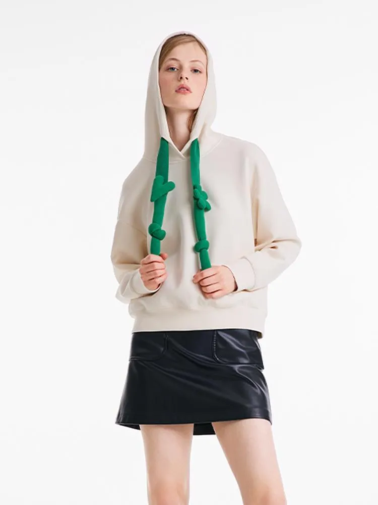 Beige Loose Flower Hoodie