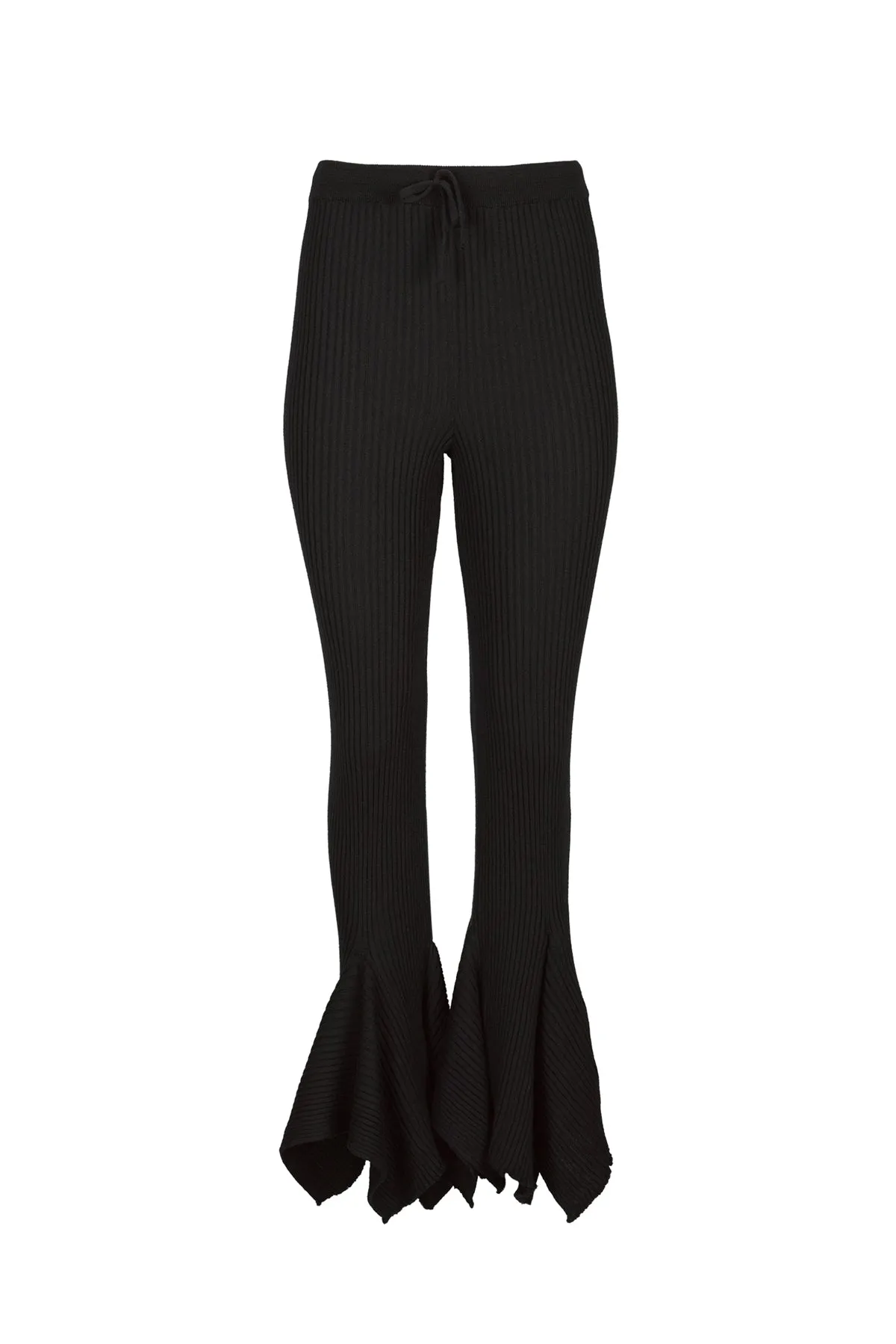 BLACK MERINO WOOL KNITTED TROUSERS