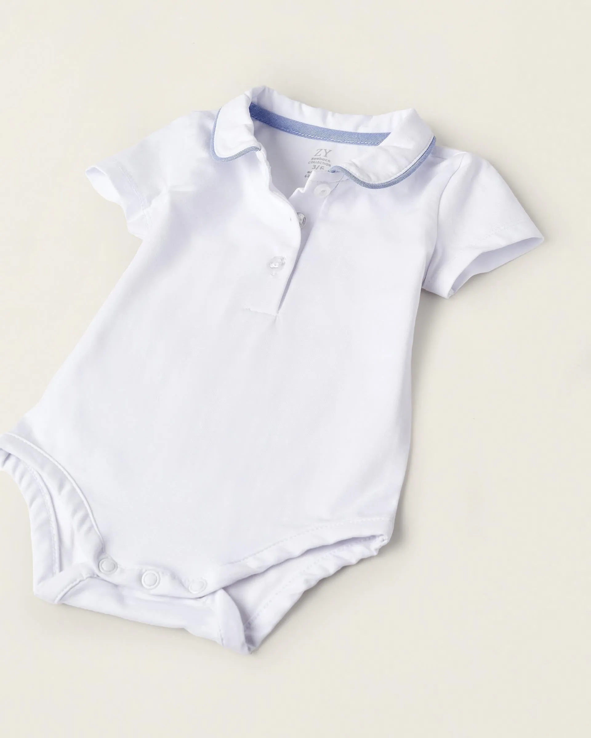 Bodysuit   Bloomers with Removable Straps for Newborn Boys, White/Beige