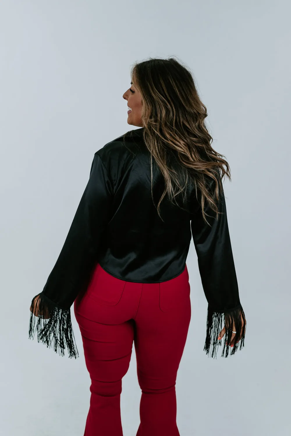 Broadway Babe Satin Top , Black