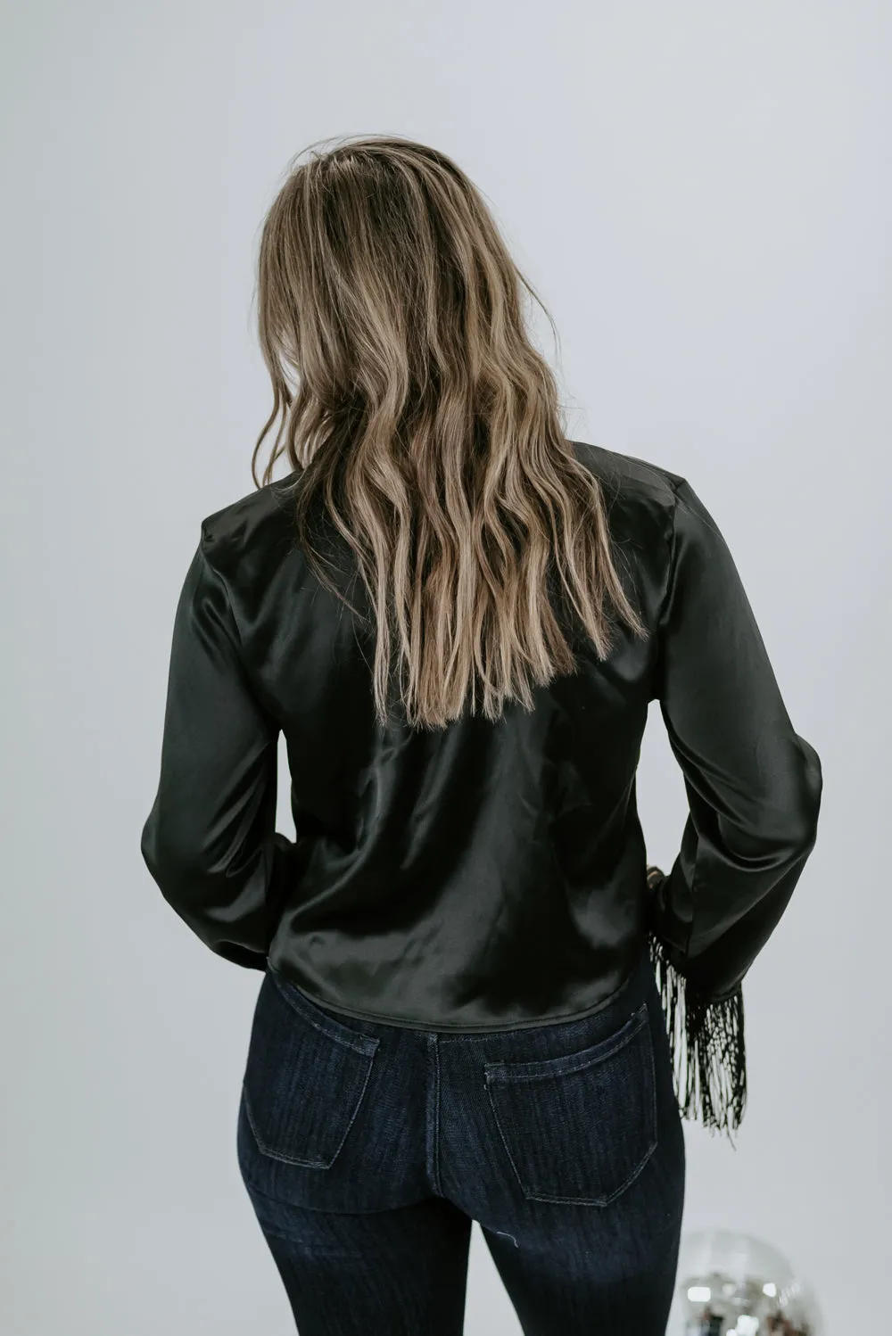 Broadway Babe Satin Top , Black