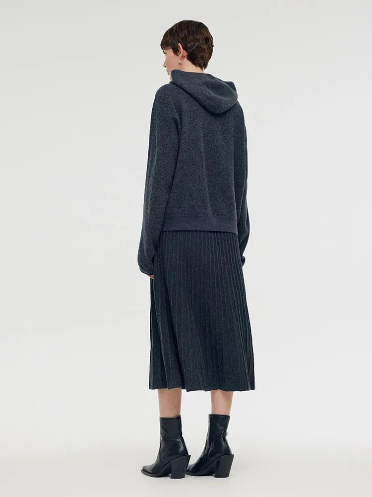 Brushed Wool Zip-Up Women Hoodie