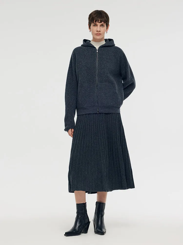 Brushed Wool Zip-Up Women Hoodie