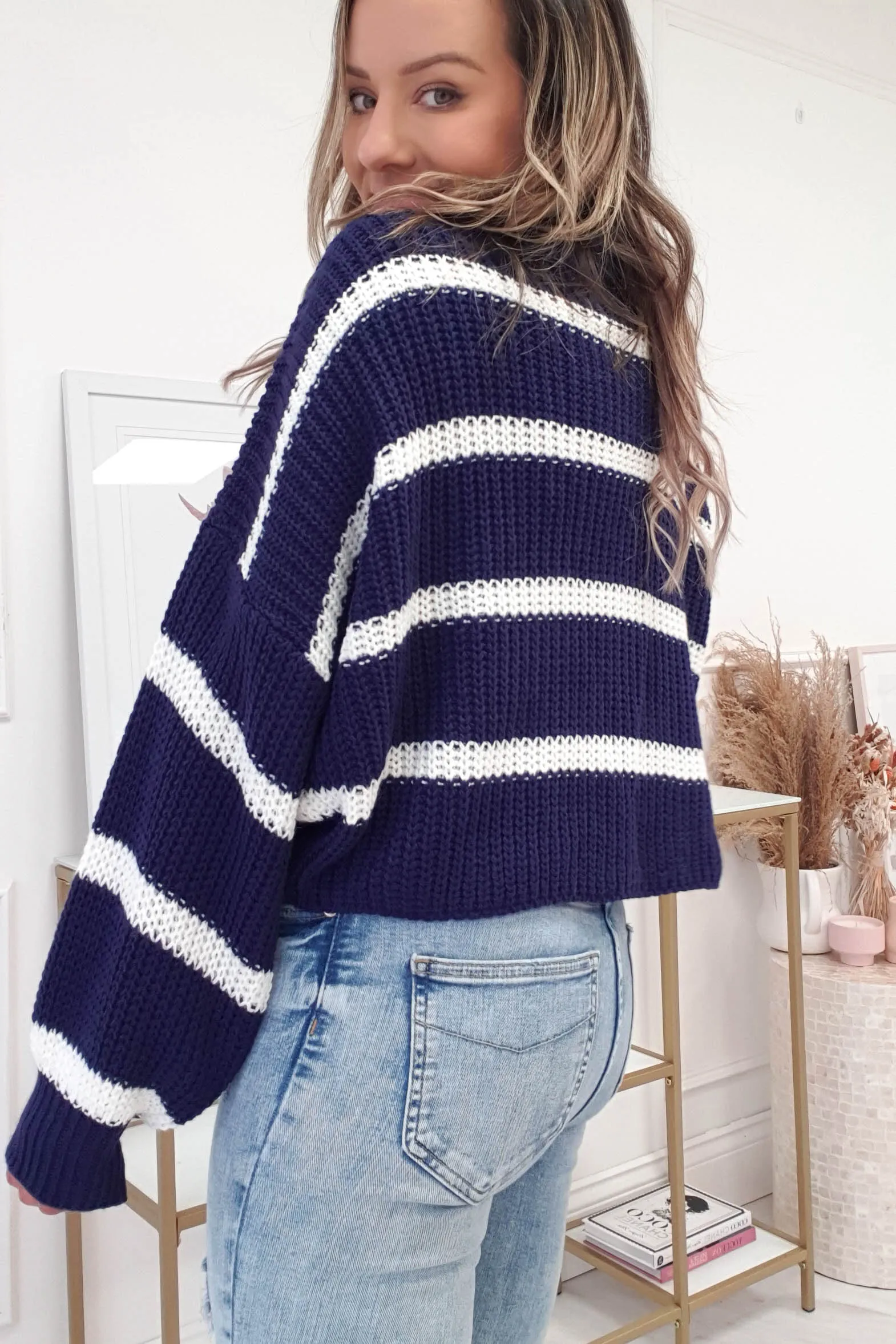 Catalina Striped Jumper | Navy