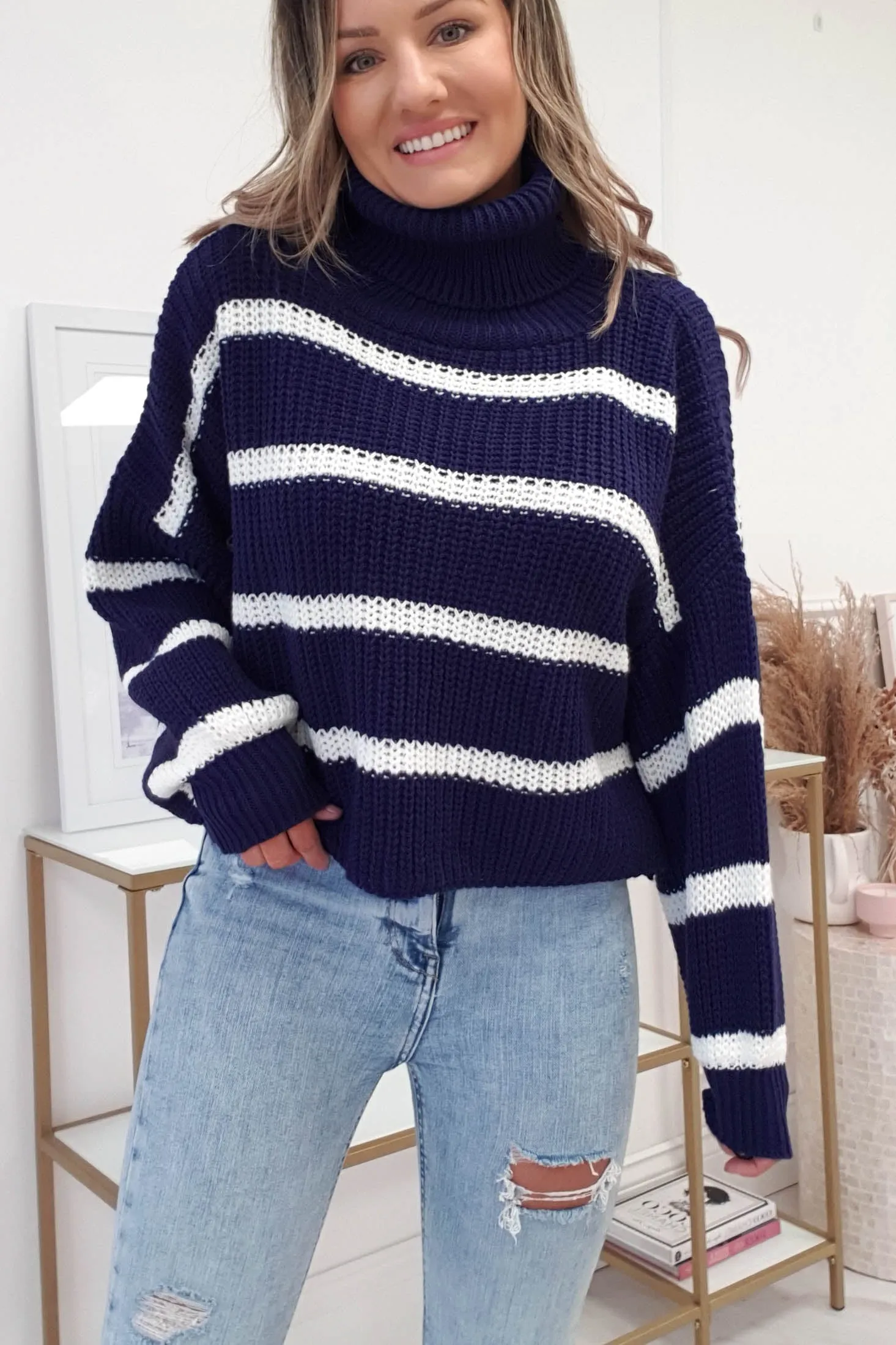 Catalina Striped Jumper | Navy