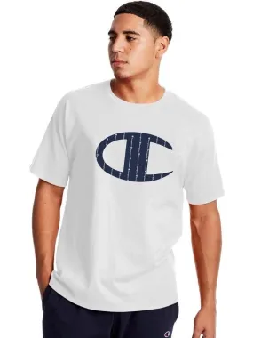 Champion Pinstripe Logo Classic Jersey Tee White GT23H 586556 045