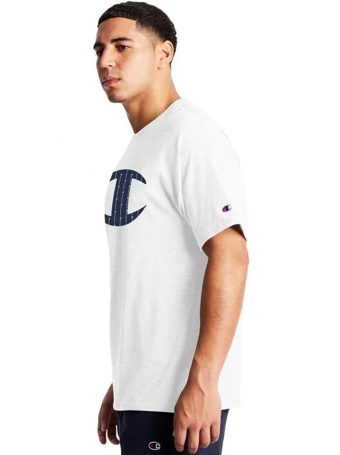Champion Pinstripe Logo Classic Jersey Tee White GT23H 586556 045