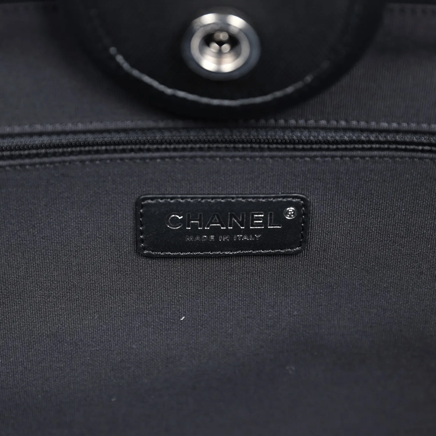 Chanel Large Deauville Shopping Tote Black and White Striped Canvas Silver Hardware