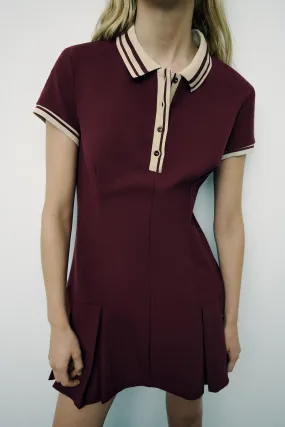 Color Block Collar Button Sweater Dress