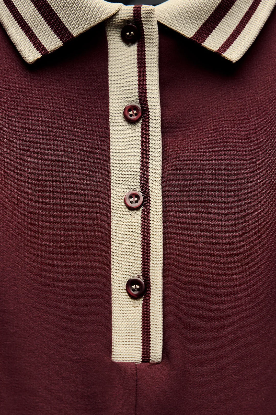 Color Block Collar Button Sweater Dress