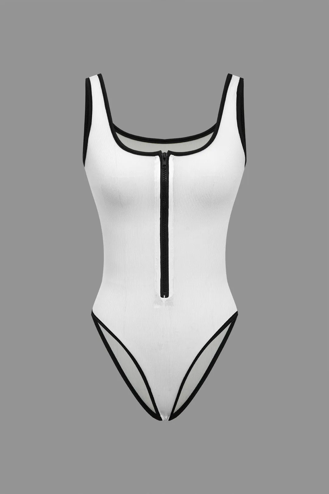 Contrast Tank Zipper Bodysuit