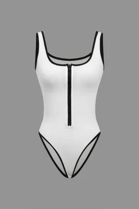Contrast Tank Zipper Bodysuit
