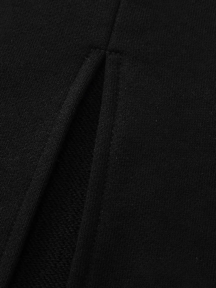 Contrast Trim Crop Zip-up Hoodie And Skirt Two-Piece Set