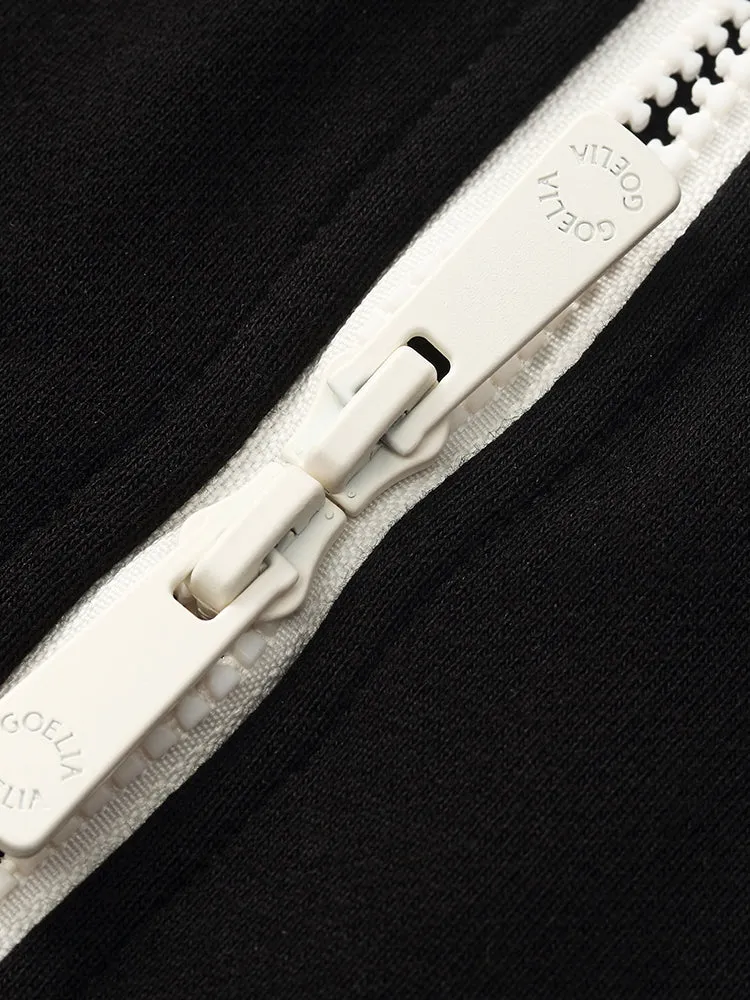 Contrast Trim Crop Zip-up Hoodie And Skirt Two-Piece Set