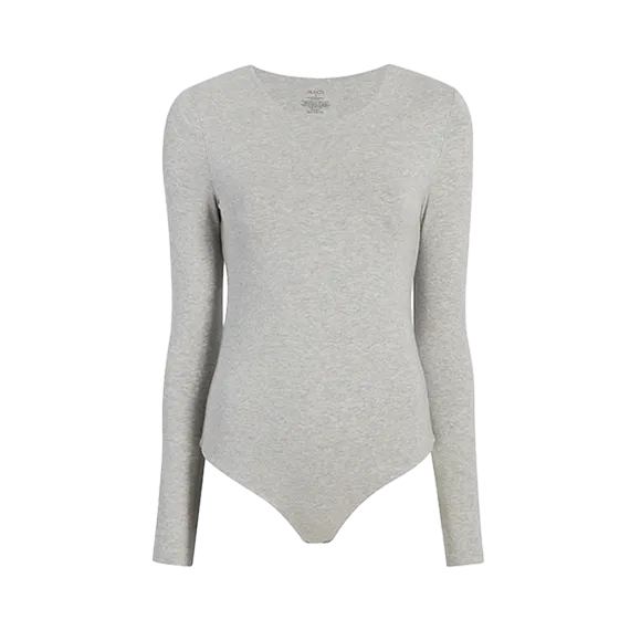 Cotton Crewneck Bodysuit | Heather Grey