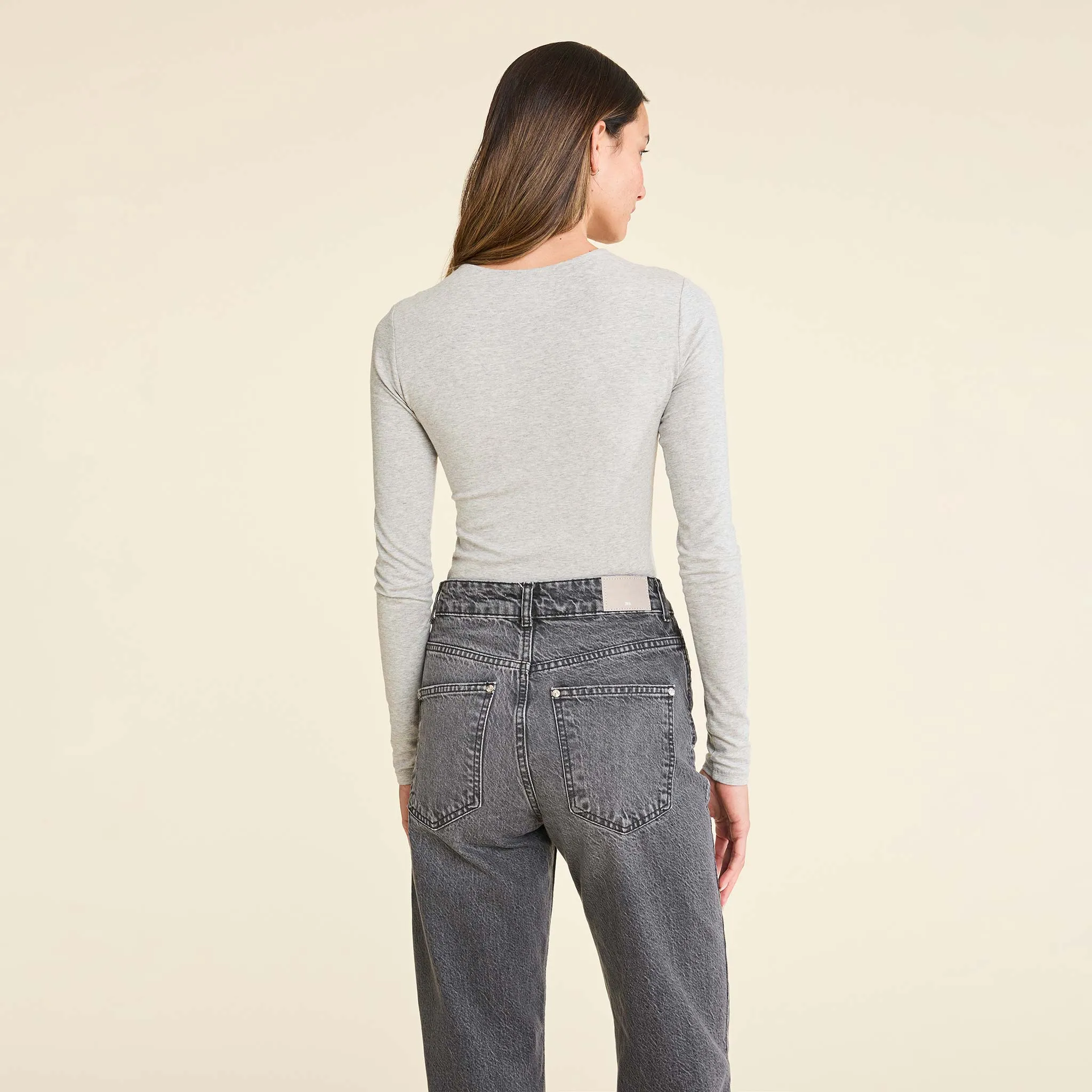 Cotton Crewneck Bodysuit | Heather Grey