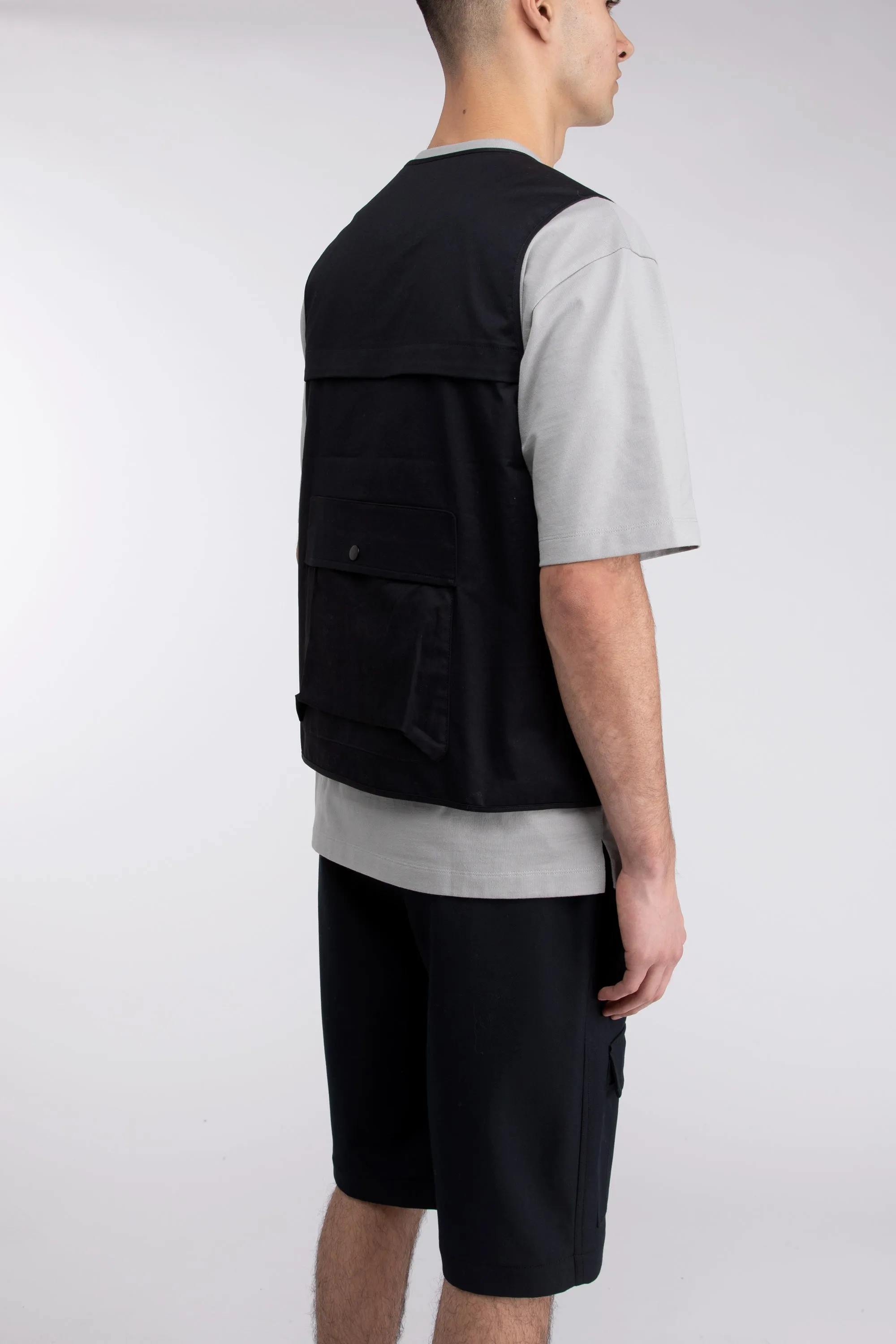COTTON-TWILL CARGO UTILITY VEST