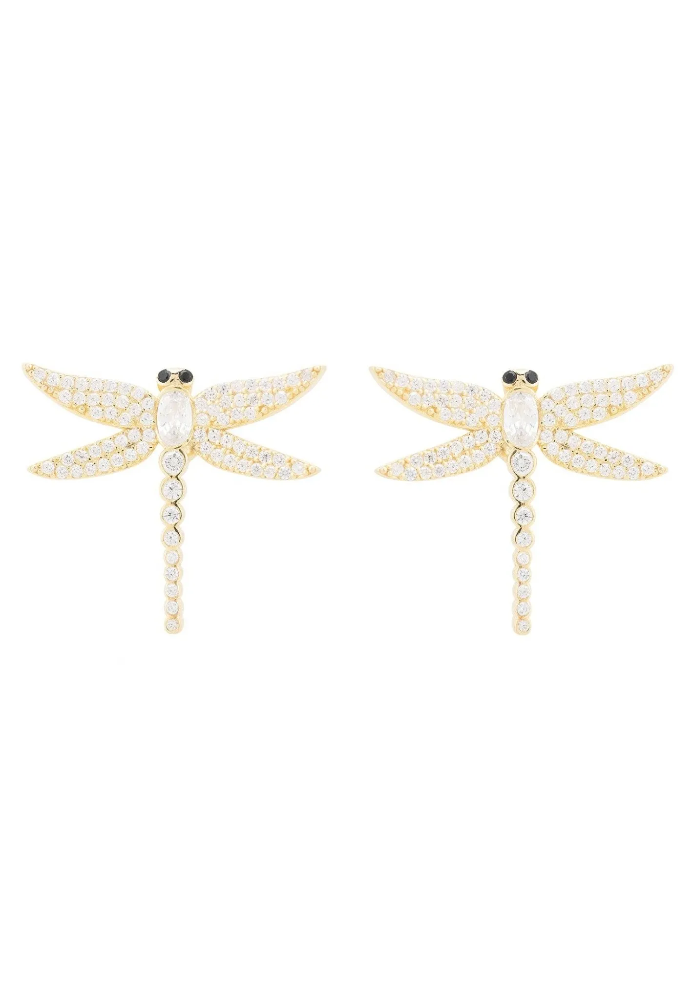 Dragon Fly Large Stud Earrings Gold