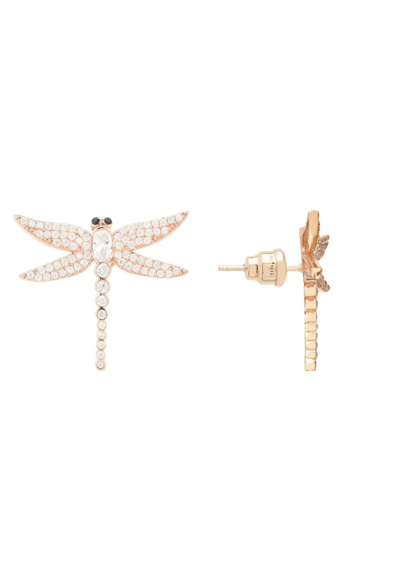Dragon Fly Large Stud Earrings Rosegold