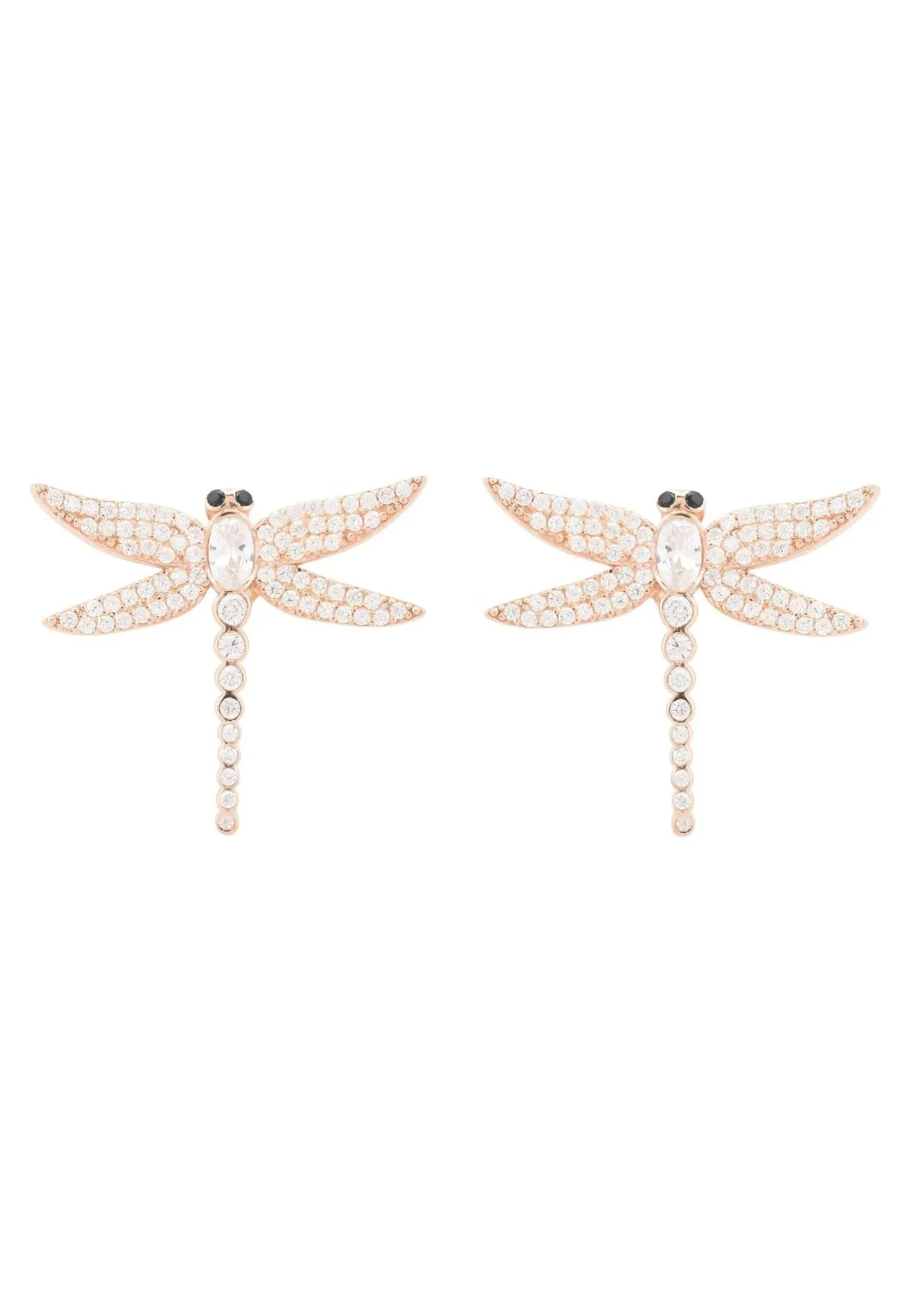 Dragon Fly Large Stud Earrings Rosegold