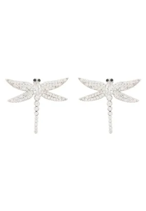 Dragon Fly Large Stud Earrings Silver