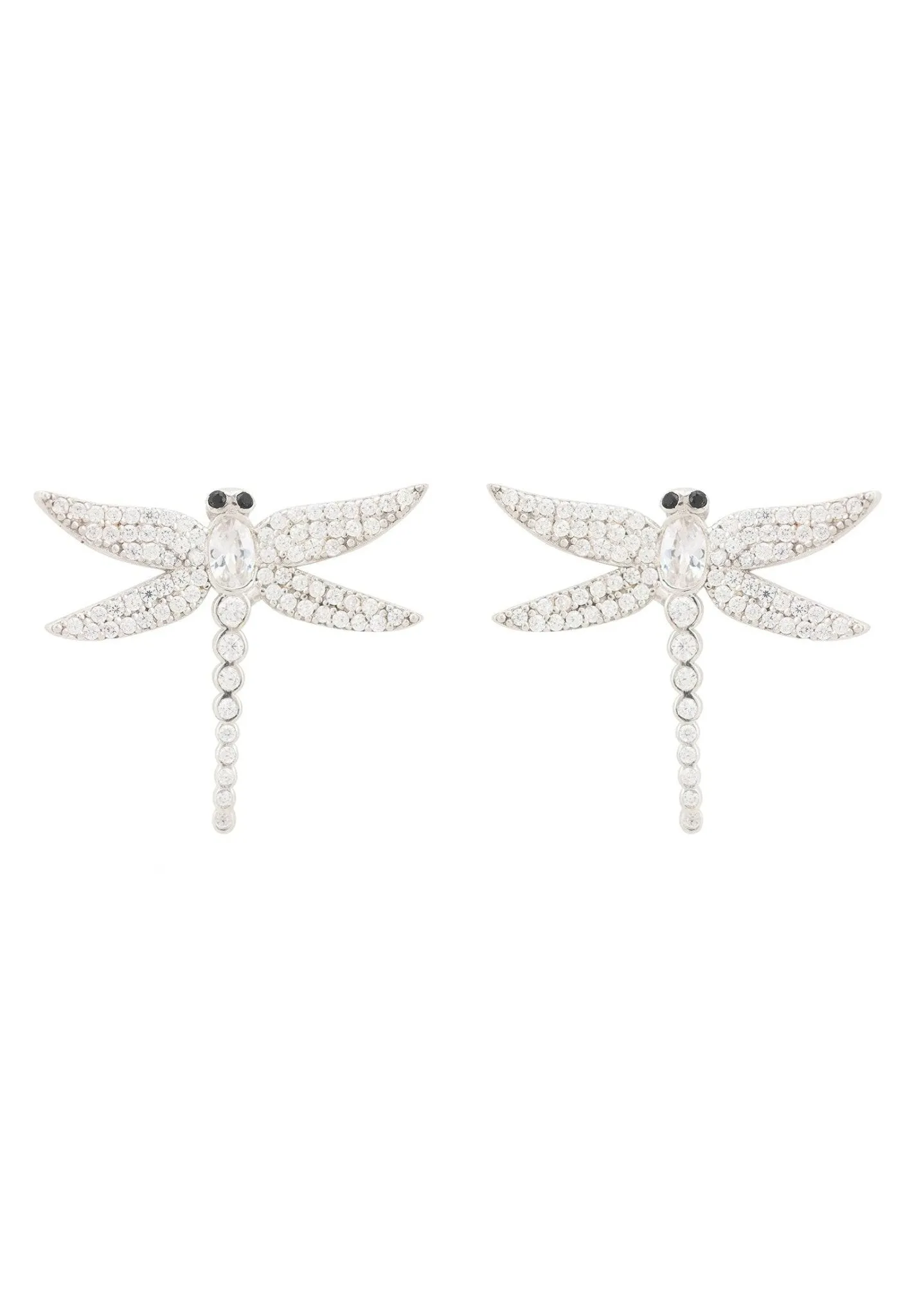 Dragon Fly Large Stud Earrings Silver