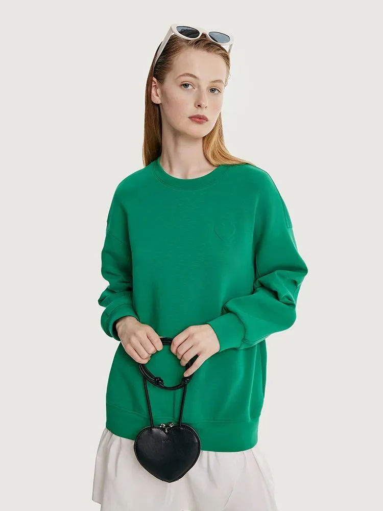 Faux Two-piece Sweatshirt Dress Paired With A Handbag