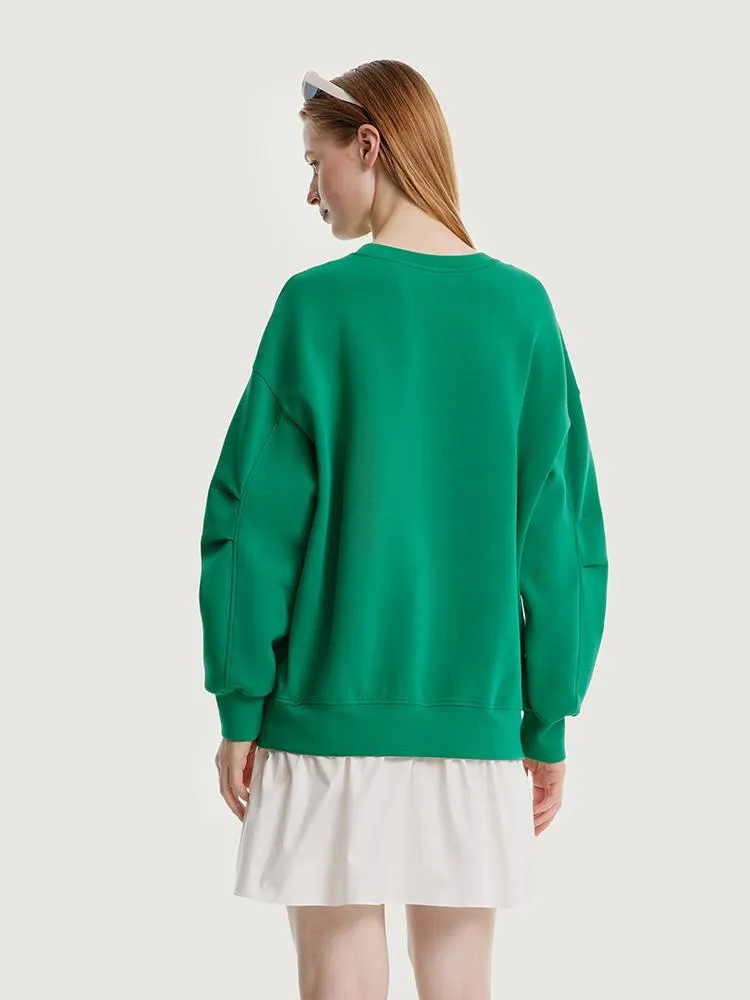 Faux Two-piece Sweatshirt Dress Paired With A Handbag