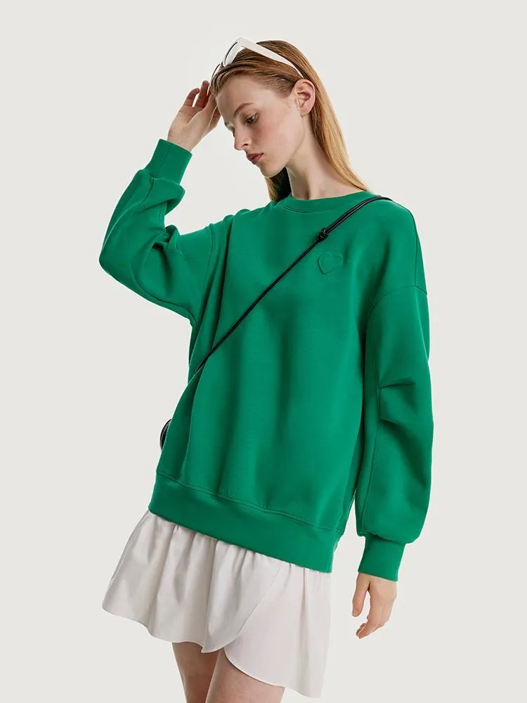 Faux Two-piece Sweatshirt Dress Paired With A Handbag