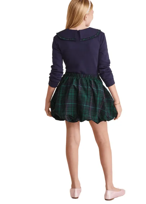 GIRLS BLACKWATCH PLAID TAFFETA BUBBLE SKIRT