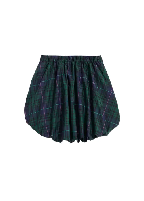GIRLS BLACKWATCH PLAID TAFFETA BUBBLE SKIRT