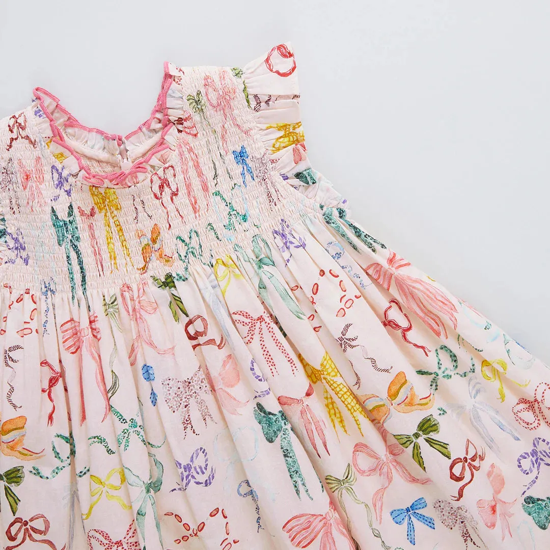 Girls Stevie Dress - Watercolor Bows
