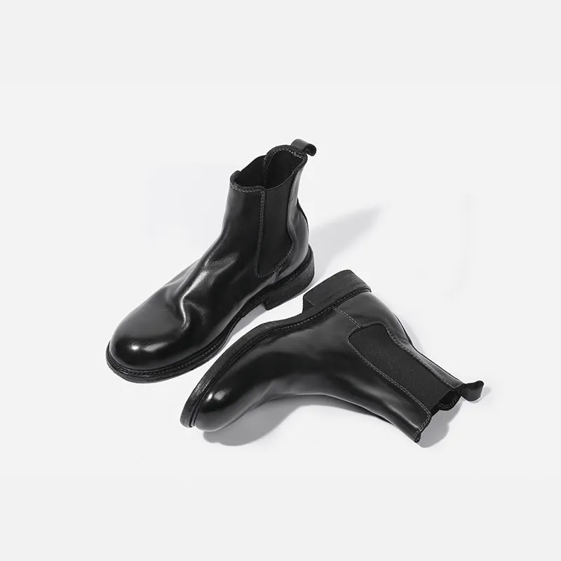 Goodyear Camel Leather Chelsea Boots For Women In Black Point Toe Leather Sole Shoes