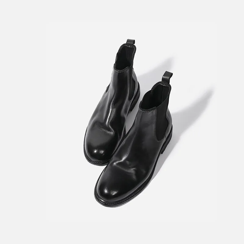 Goodyear Camel Leather Chelsea Boots For Women In Black Point Toe Leather Sole Shoes